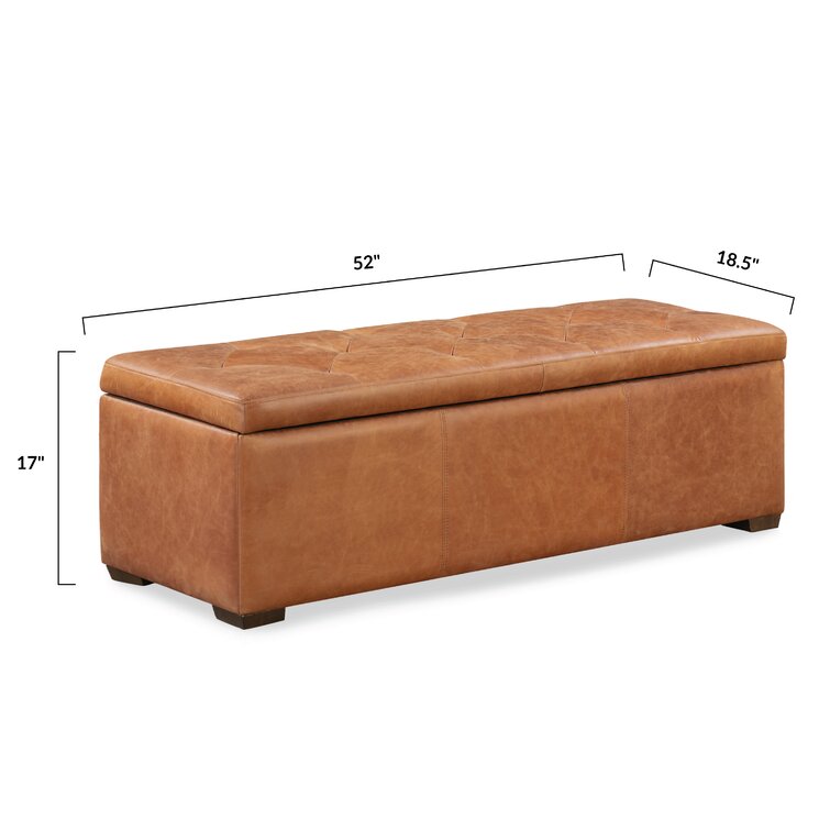 Real leather online storage ottoman